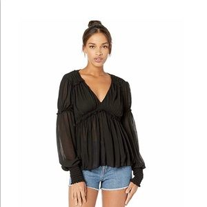 FREE PEOPLE Ruffled Low Cut Blouse